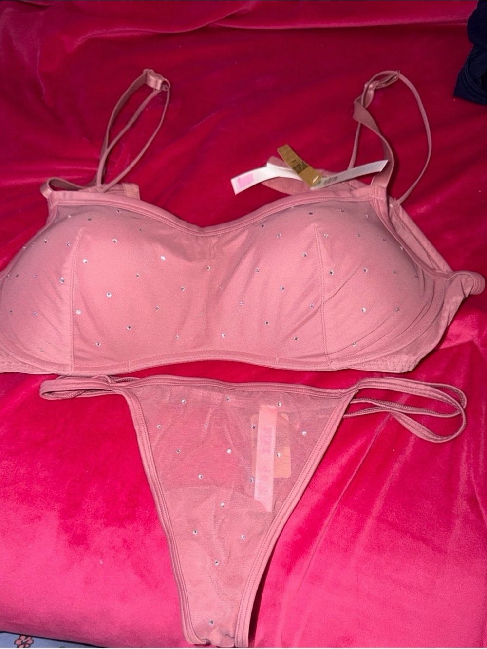 Vs pink push up bralette and panty set